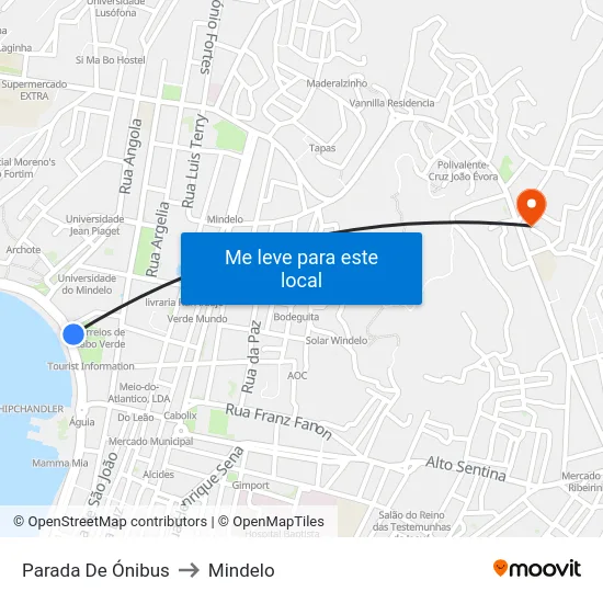 Parada De Ónibus to Mindelo map
