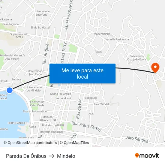 Parada De Ónibus to Mindelo map
