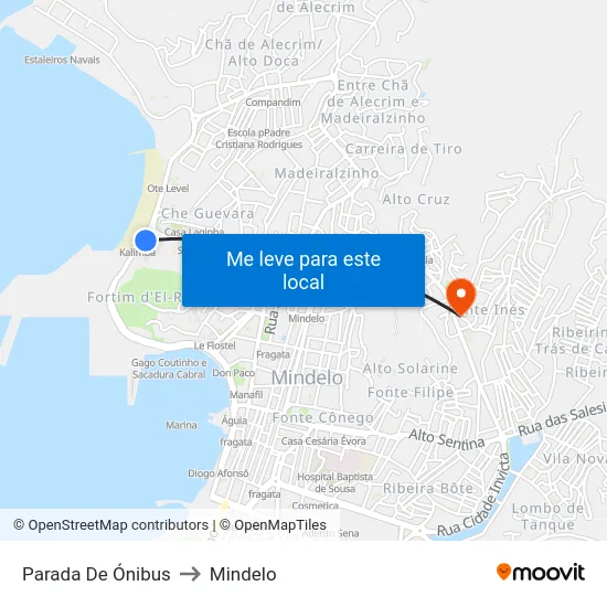 Parada De Ónibus to Mindelo map
