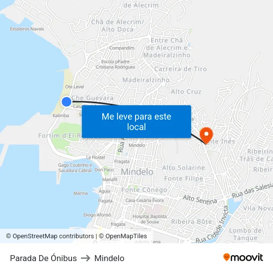 Parada De Ónibus to Mindelo map