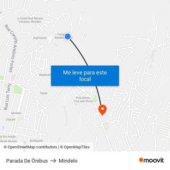 Parada De Ónibus to Mindelo map