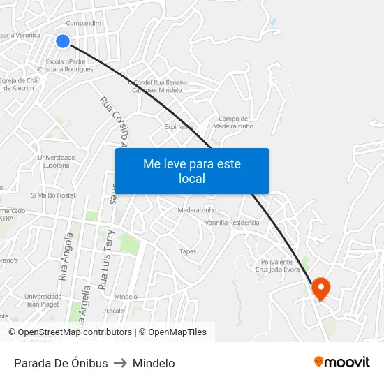 Parada De Ónibus to Mindelo map