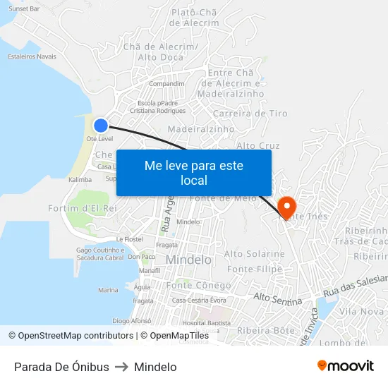 Parada De Ónibus to Mindelo map
