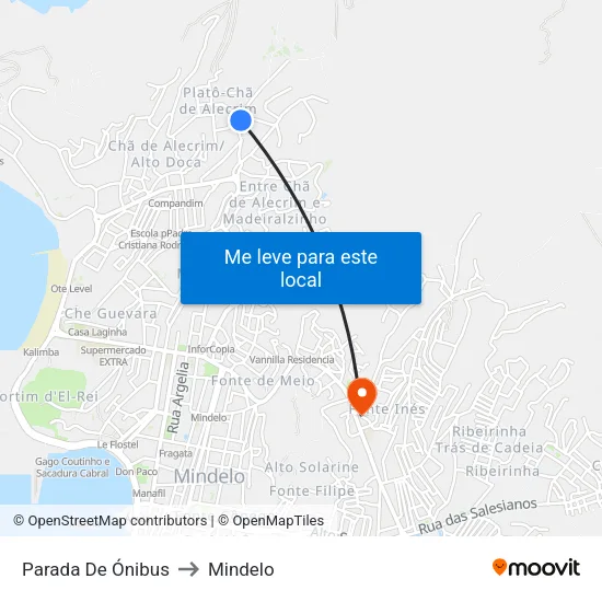 Parada De Ónibus to Mindelo map