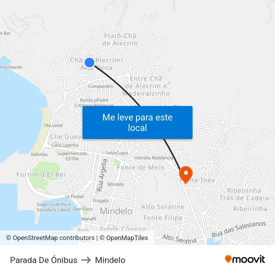 Parada De Ónibus to Mindelo map