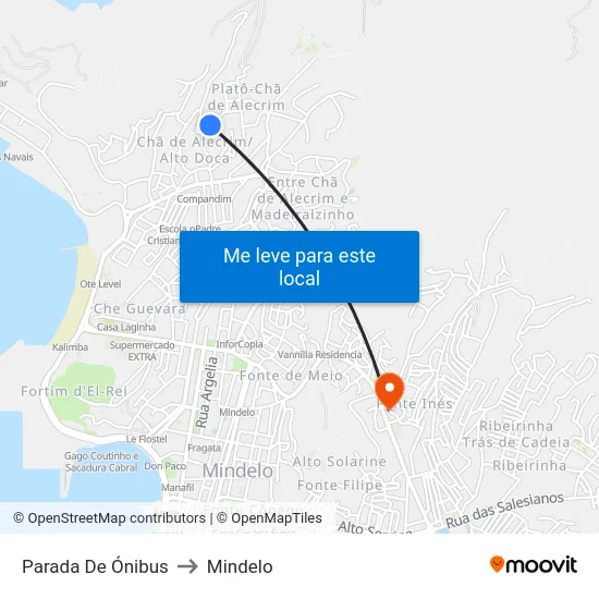 Parada De Ónibus to Mindelo map