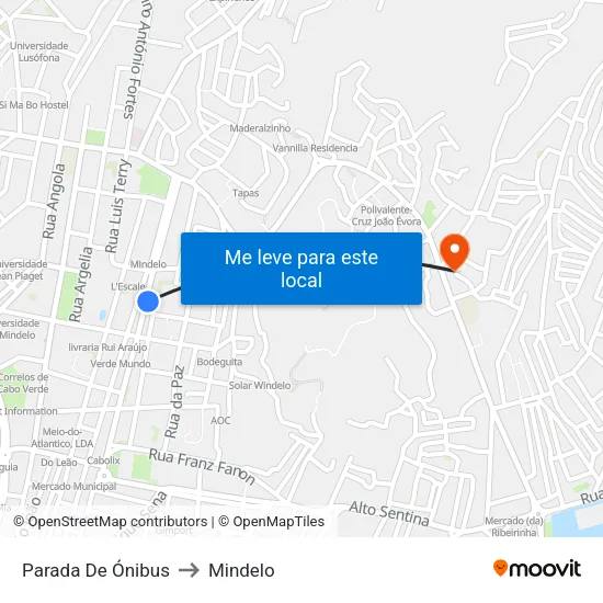 Parada De Ónibus to Mindelo map