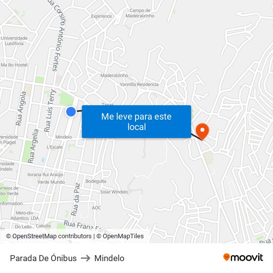 Parada De Ónibus to Mindelo map