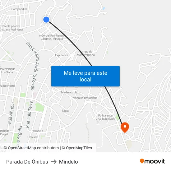 Parada De Ónibus to Mindelo map
