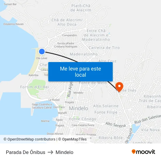 Parada De Ónibus to Mindelo map