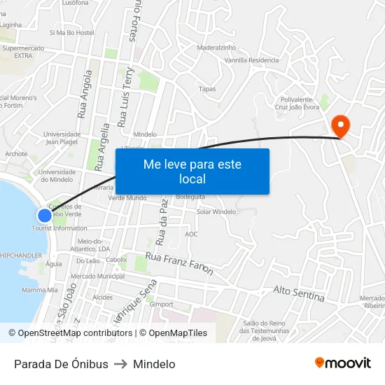 Parada De Ónibus to Mindelo map