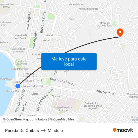 Parada De Ónibus to Mindelo map