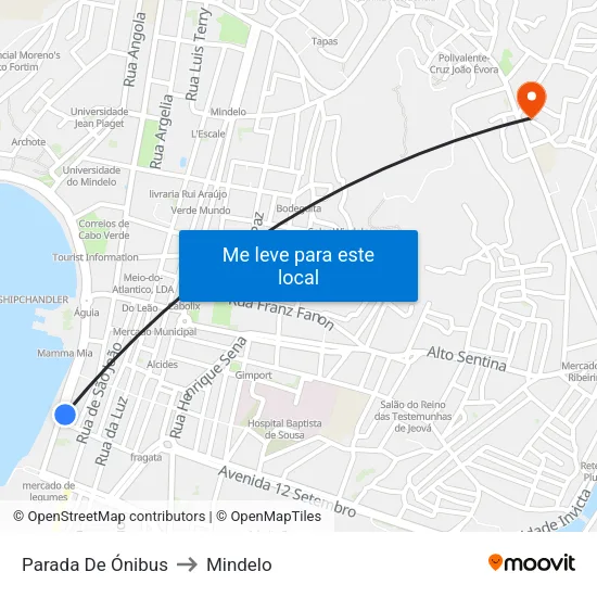 Parada De Ónibus to Mindelo map