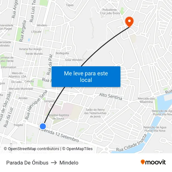 Parada De Ónibus to Mindelo map