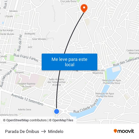 Parada De Ónibus to Mindelo map