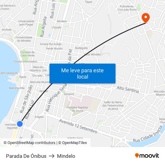 Parada De Ónibus to Mindelo map