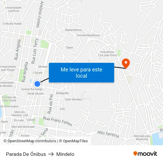 Parada De Ónibus to Mindelo map