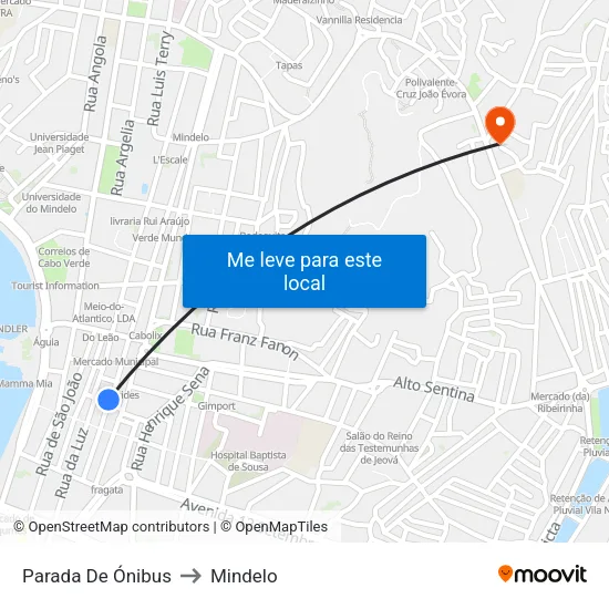 Parada De Ónibus to Mindelo map