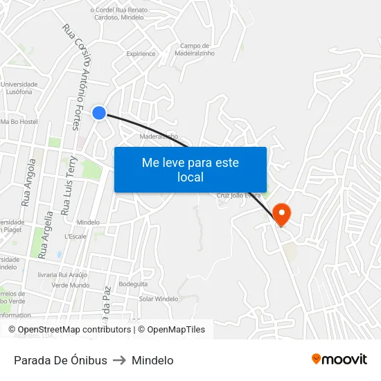 Parada De Ónibus to Mindelo map