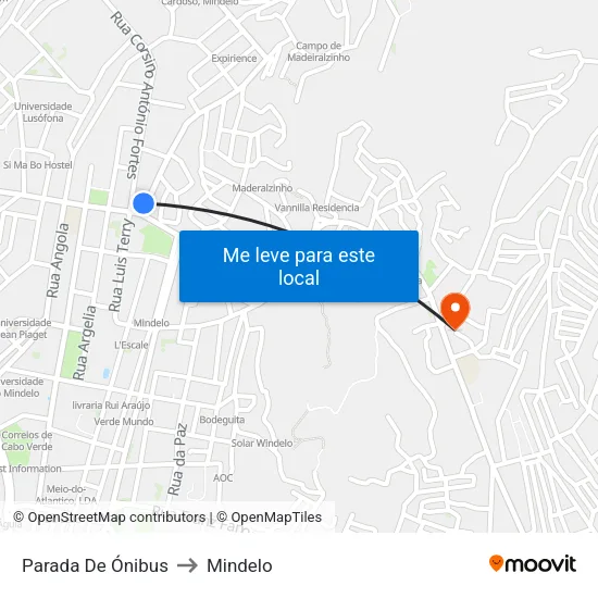 Parada De Ónibus to Mindelo map