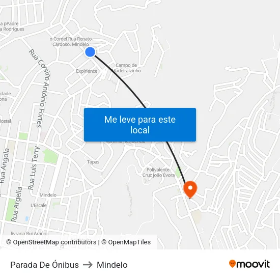 Parada De Ónibus to Mindelo map
