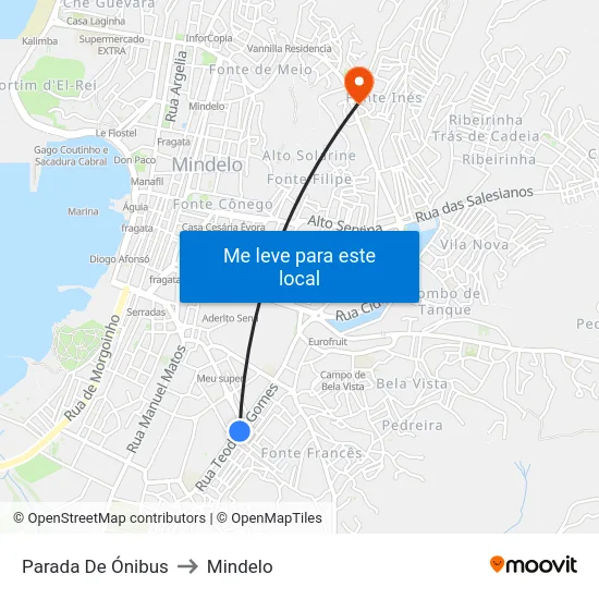 Parada De Ónibus to Mindelo map