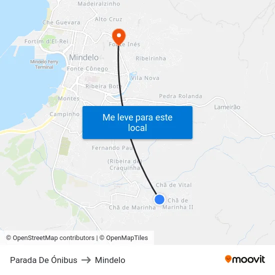 Parada De Ónibus to Mindelo map