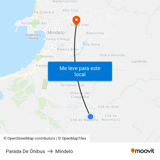 Parada De Ónibus to Mindelo map