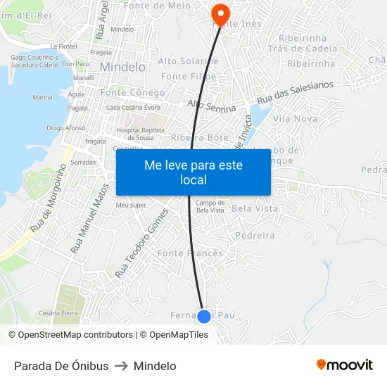 Parada De Ónibus to Mindelo map
