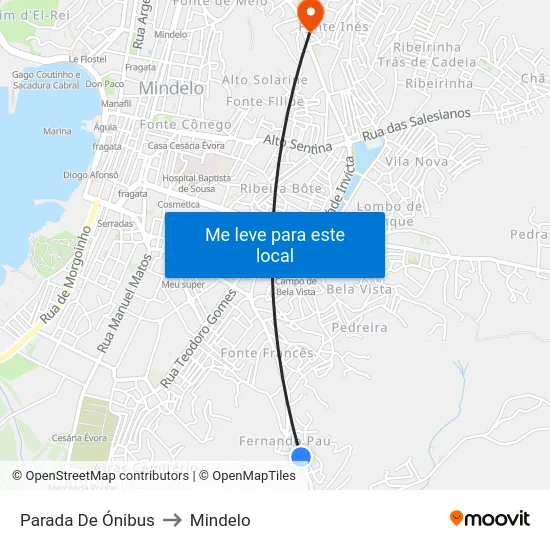 Parada De Ónibus to Mindelo map