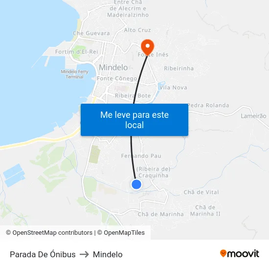 Parada De Ónibus to Mindelo map