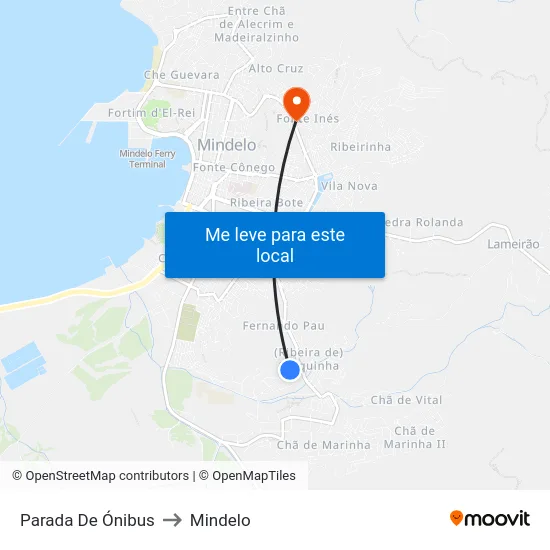 Parada De Ónibus to Mindelo map