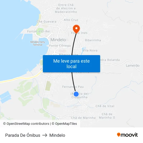 Parada De Ónibus to Mindelo map