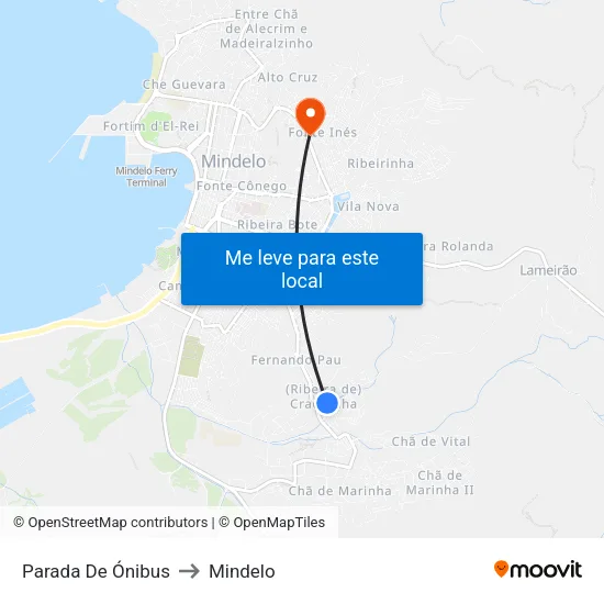 Parada De Ónibus to Mindelo map