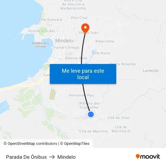 Parada De Ónibus to Mindelo map