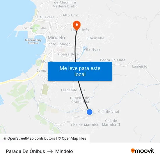 Parada De Ónibus to Mindelo map