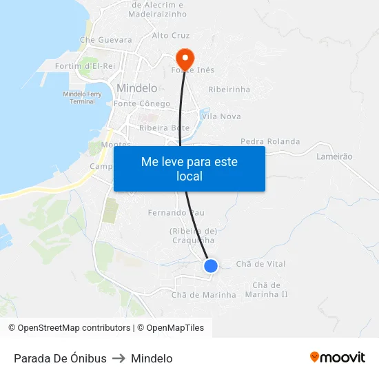 Parada De Ónibus to Mindelo map