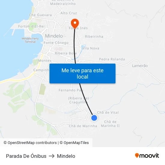Parada De Ónibus to Mindelo map