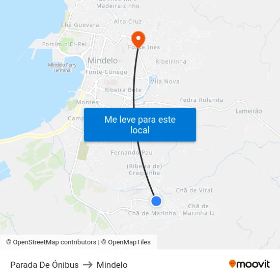 Parada De Ónibus to Mindelo map