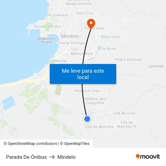 Parada De Ónibus to Mindelo map