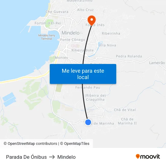 Parada De Ónibus to Mindelo map