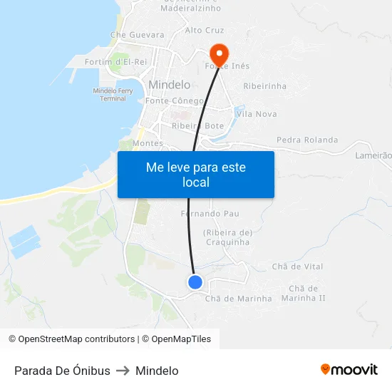 Parada De Ónibus to Mindelo map