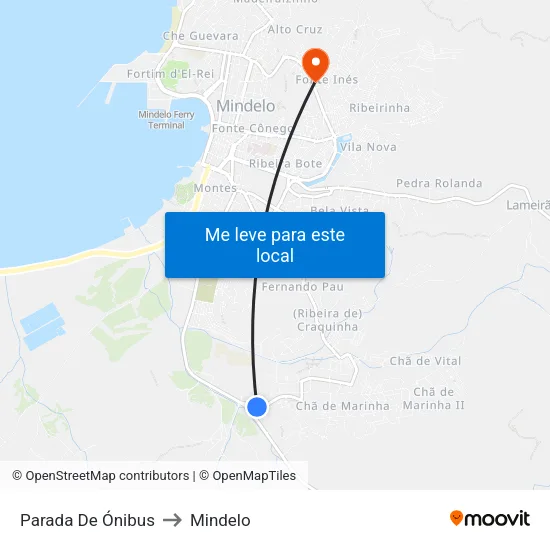 Parada De Ónibus to Mindelo map