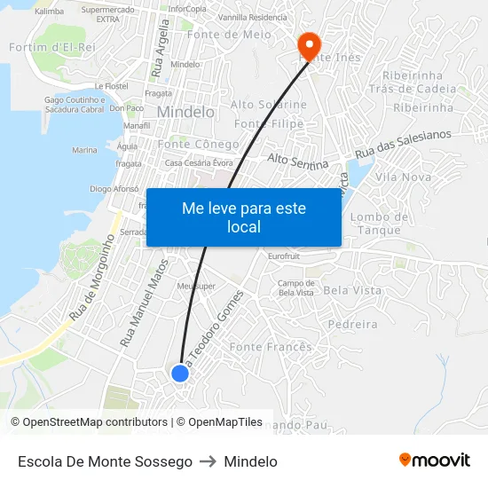 Escola De Monte Sossego to Mindelo map