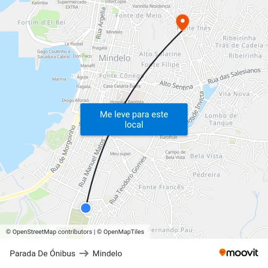 Parada De Ónibus to Mindelo map