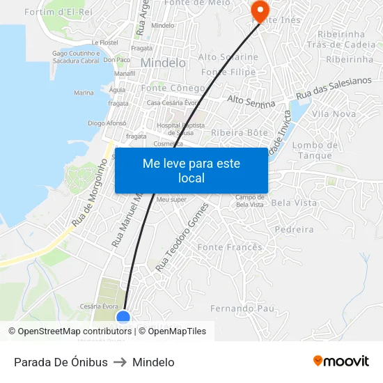 Parada De Ónibus to Mindelo map