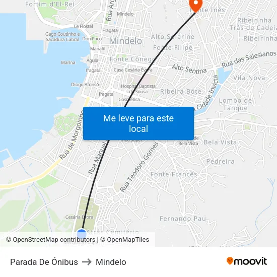 Parada De Ónibus to Mindelo map
