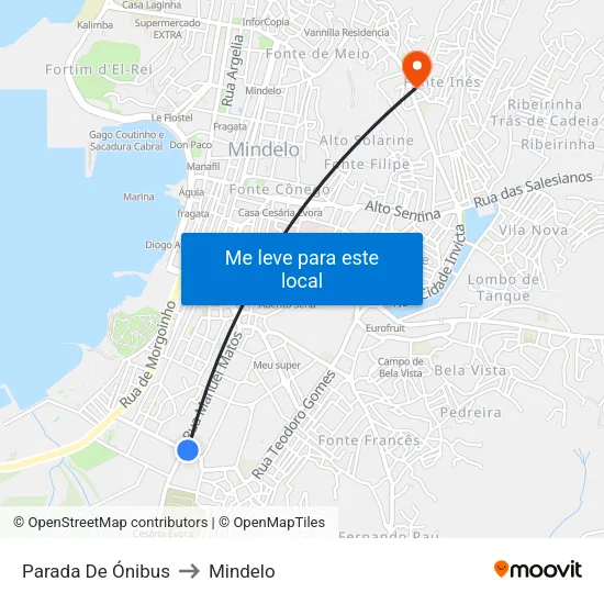 Parada De Ónibus to Mindelo map