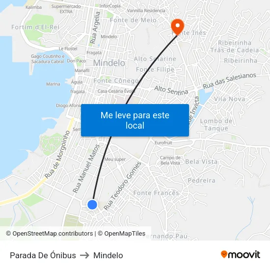 Parada De Ónibus to Mindelo map