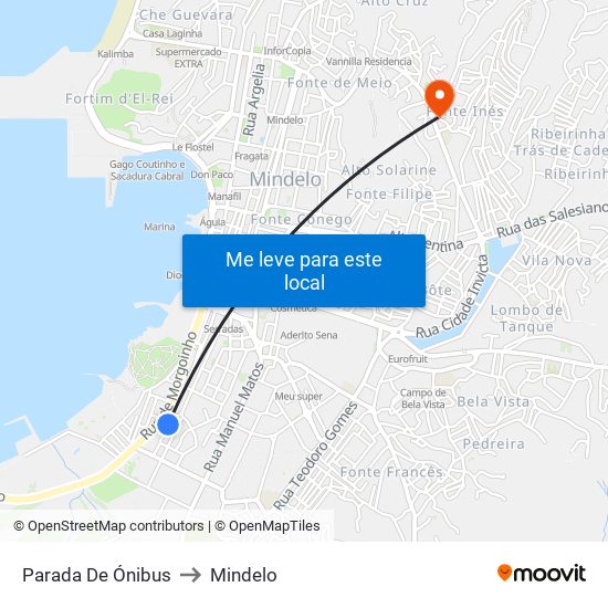 Parada De Ónibus to Mindelo map